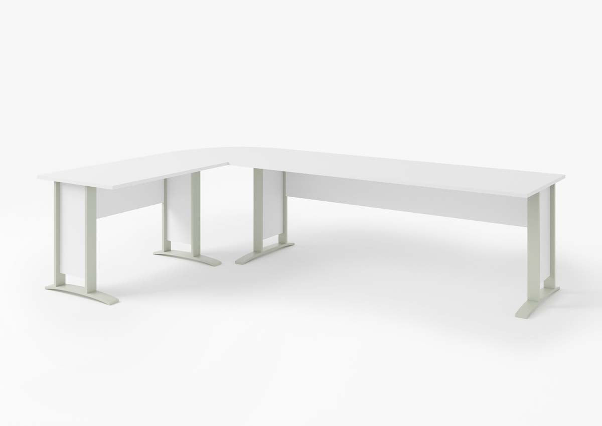 Office Line Winkelschreibtisch 220 x 170 cm mit Rollcontainer Weiß