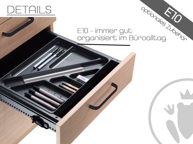E10 Schreibtisch Wangen-Gestell, 80cm tief, Schwarz