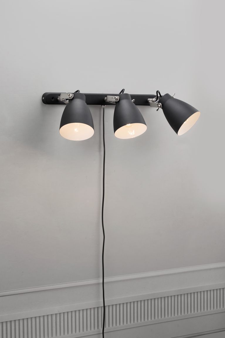 Largo Wandlampe 3 Lampen Ø 12 cm Schwarz - Voelpe