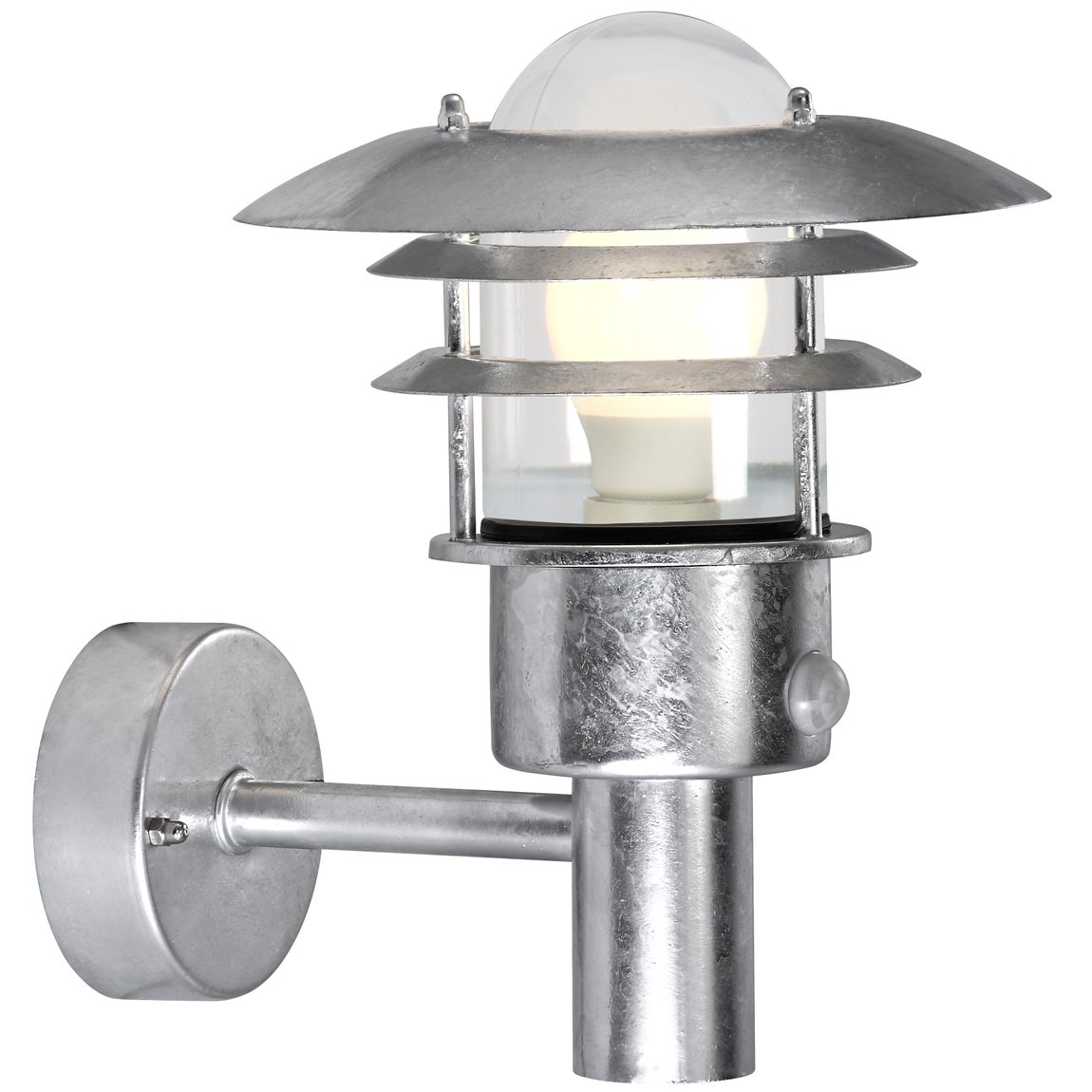 Lønstrup Wandlampe Ø 22 cm Outdoor mit Bewegungssensor Verzinkt Silber - Voelpe