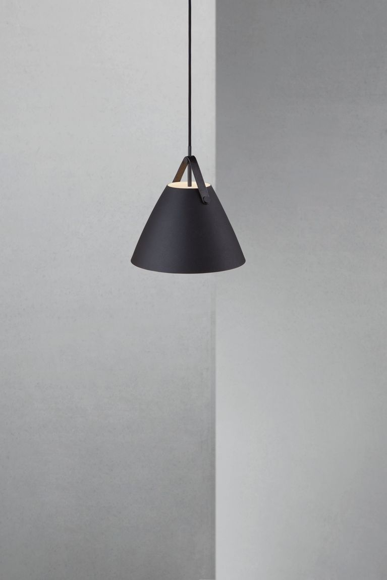 Strap Pendellampe Hängelampe Ø 27 cm Schwarz/Leder