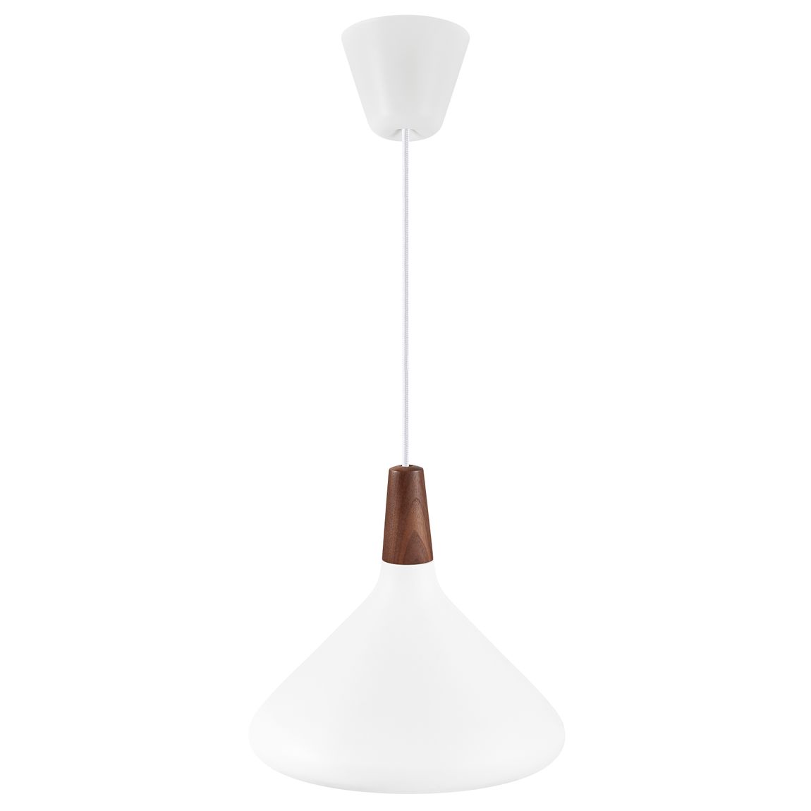 Nori Hängelampe Pendellampe Ø 27 cm Weiß Matt / Nussbaum