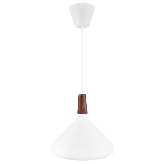 Nori Hängelampe Pendellampe Ø 27 cm Weiß Matt / Nussbaum