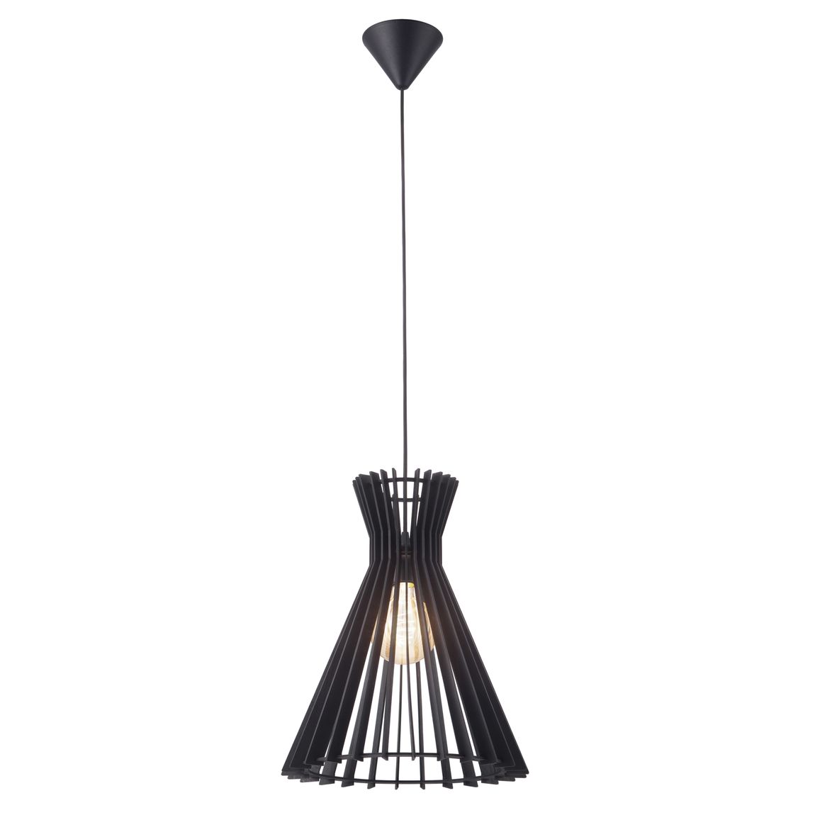 Groa Pendellampe Hängelampe Ø 34 cm Schwarz/Holz - Voelpe