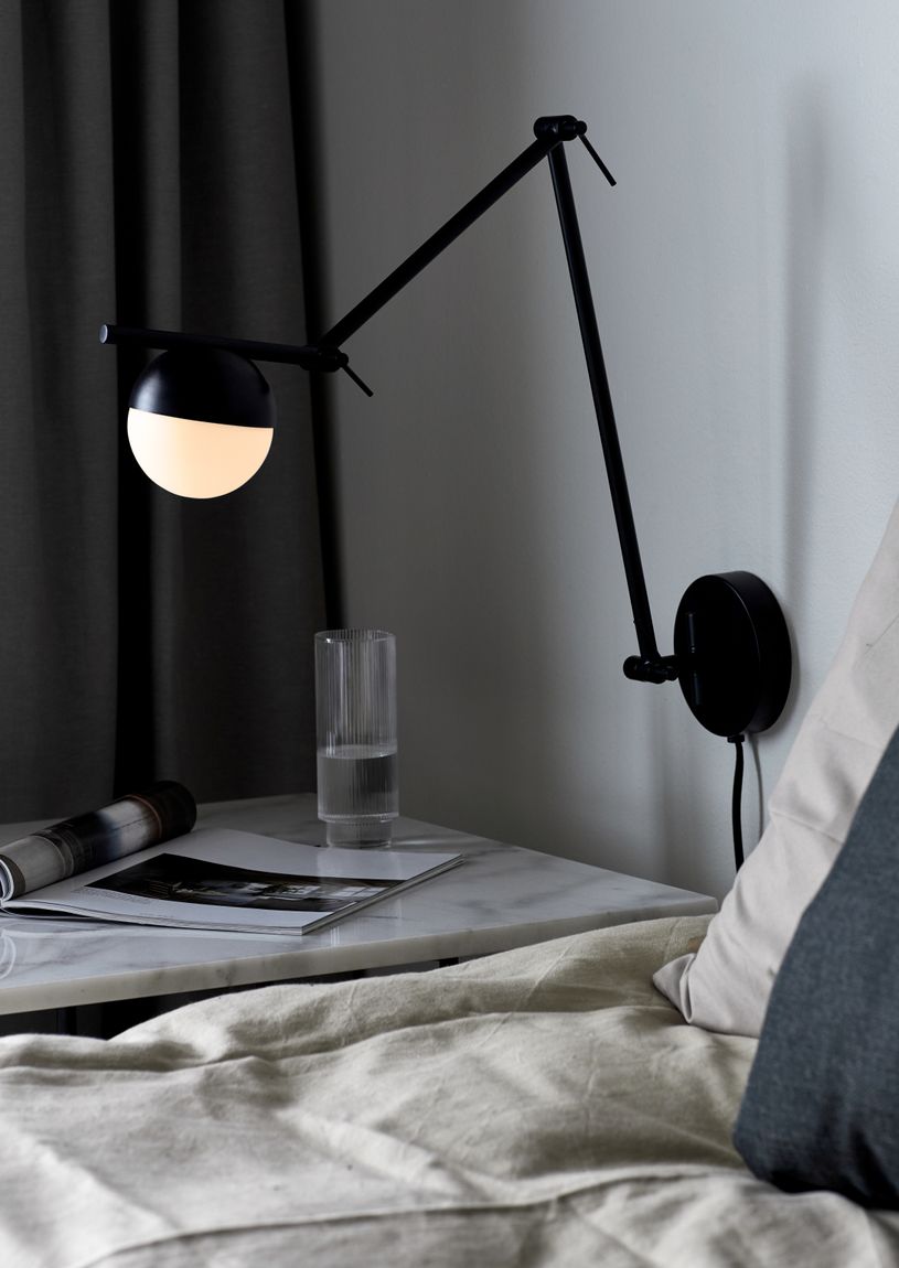 Contina Wandlampe Leselampe Ø 10 cm Schwarz/Weiß