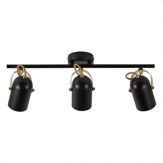 Lotus Deckenlampe 3er Spot 58 cm Schwarz/Messing