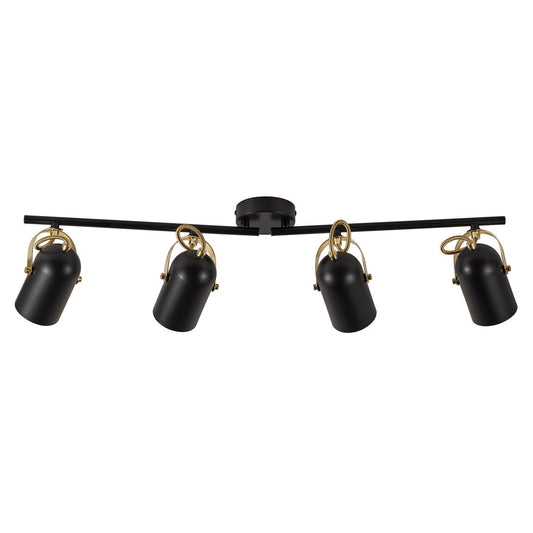 Lotus Deckenlampe 4er Spot 78 cm Schwarz/Messing