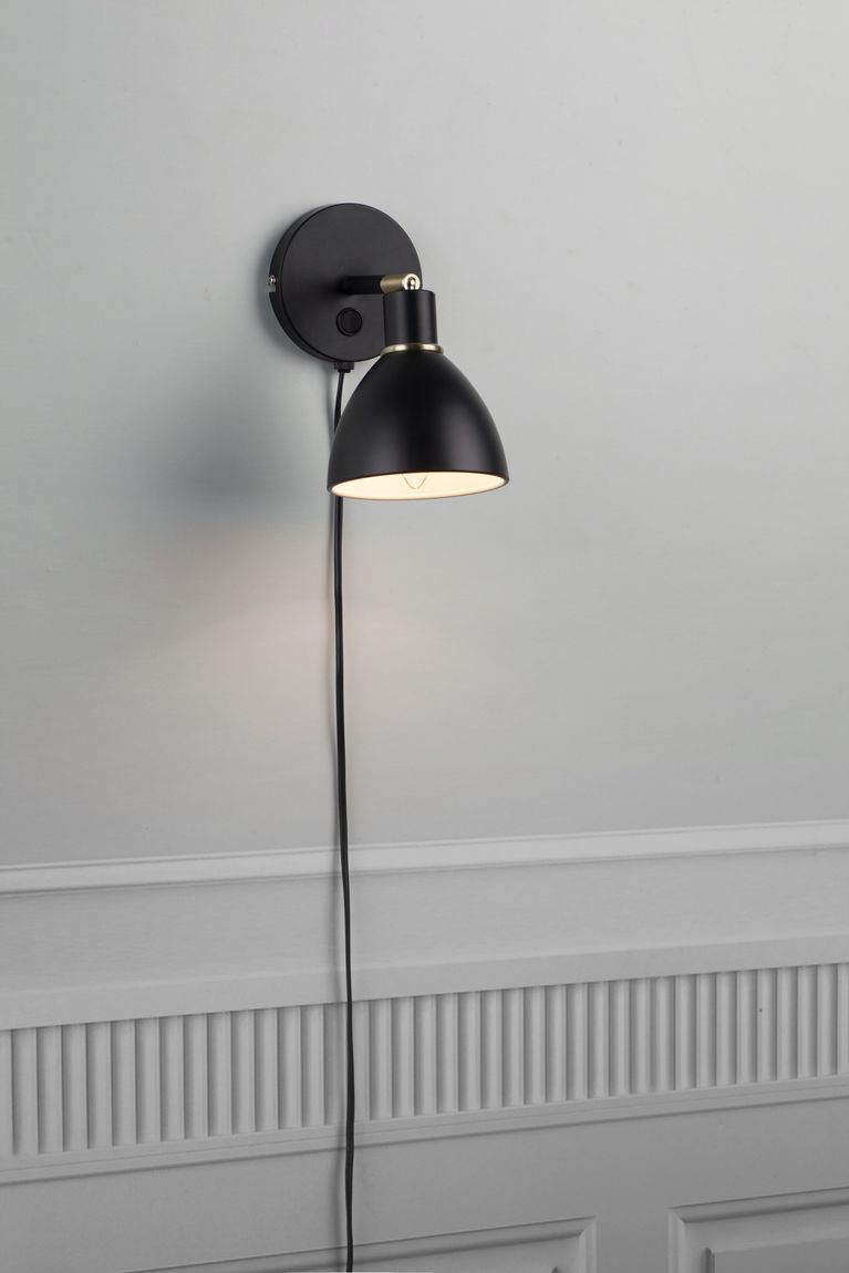 Ray Wandlampe Leselampe Ø 12 cm Schwarz - Voelpe