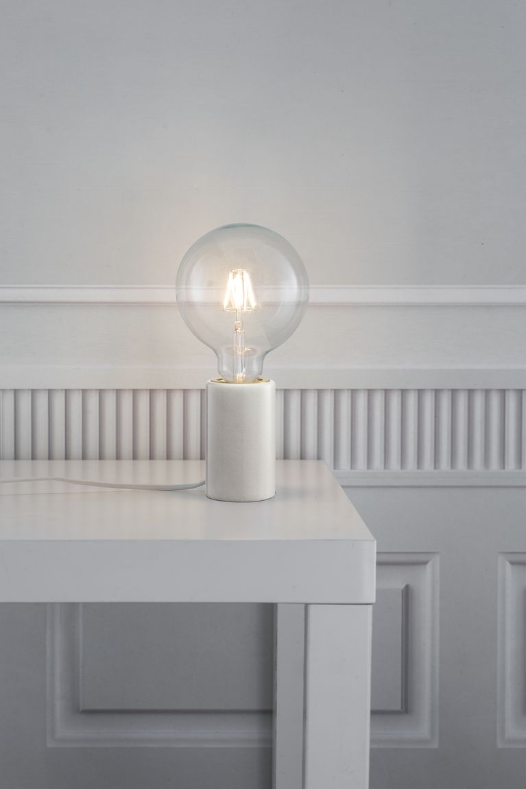 Siv Tischlampe Designerlampe Ø 6 cm Weiß Marmor