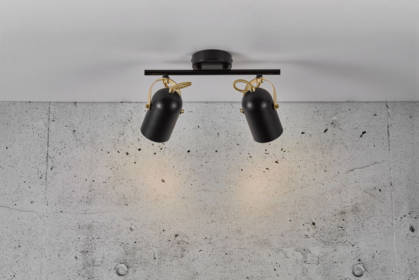 Lotus Deckenlampe 2er Spot 37 cm Schwarz/Messing
