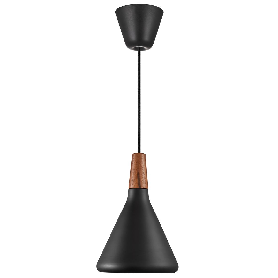 Nori Hängelampe Pendellampe Ø 18 cm Schwarz / Nussbaum