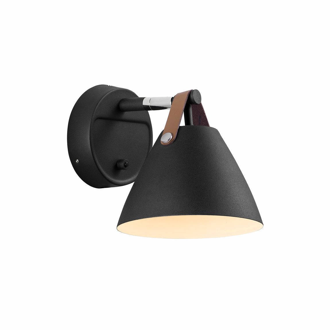 Strap Wandlampe Leselampe Ø 16,5 cm Schwarz/Leder - Voelpe