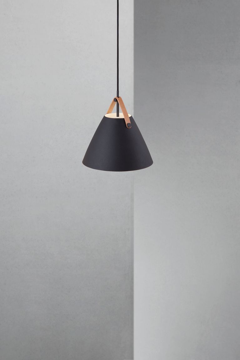 Strap Pendellampe Hängelampe Ø 27 cm Schwarz/Leder