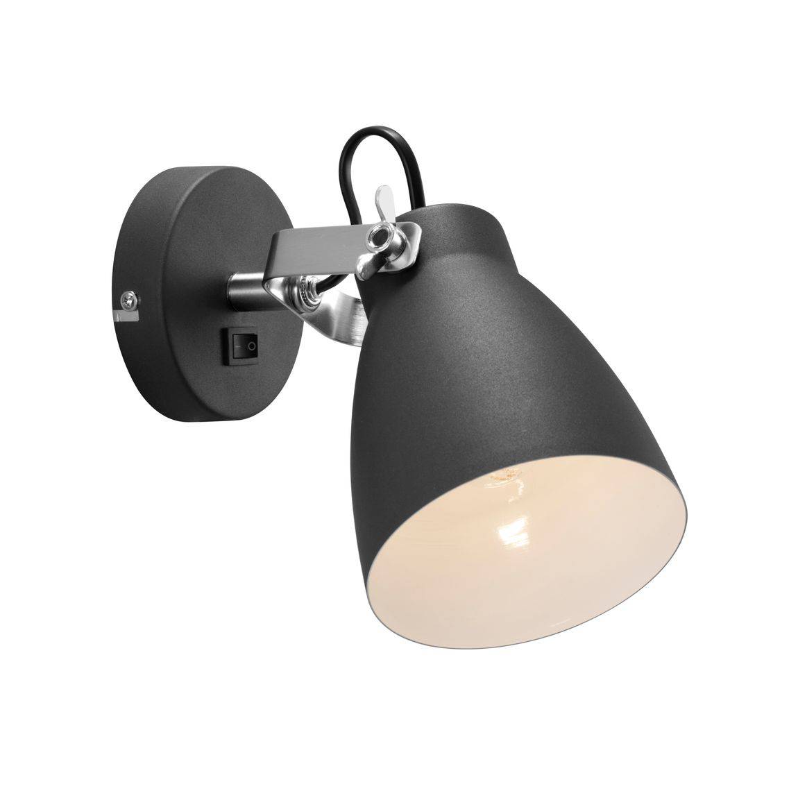 Largo Wandlampe Leselampe Ø 12 cm Schwarz - Voelpe