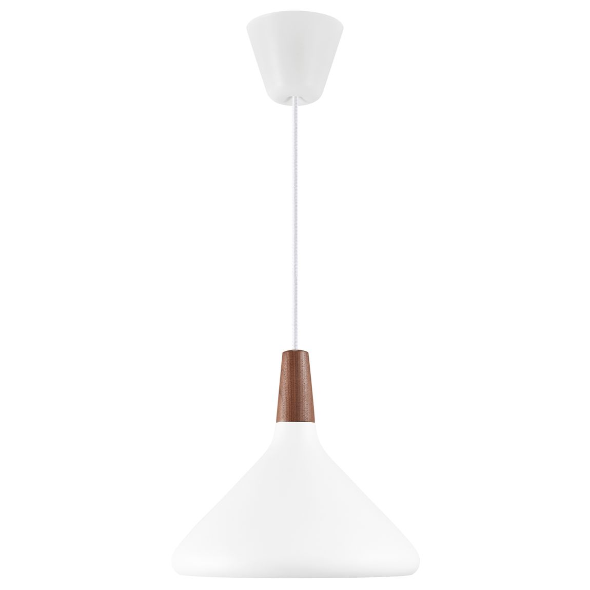 Nori Hängelampe Pendellampe Ø 27 cm Weiß Matt / Nussbaum