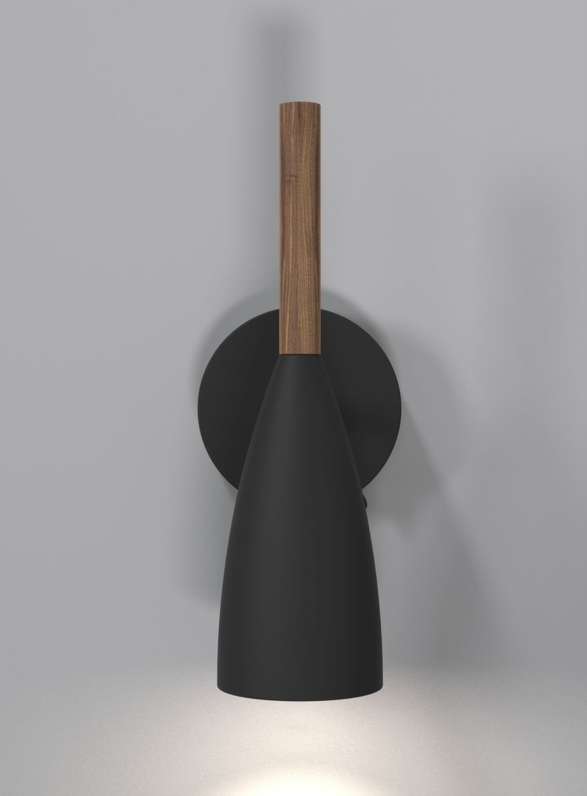 Pure Wandlampe Leselampe Ø 7,5 cm Schwarz/Nussbaum