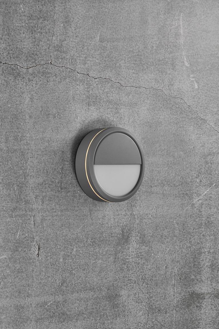 AVA Wandlampe Outdoor LED Bluetooth Grau / Opalweiß