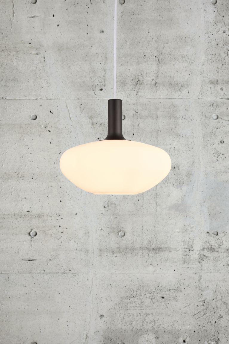 Alton Pendellampe Hängelampe Ø 35 cm Opalweiß / Schwarz