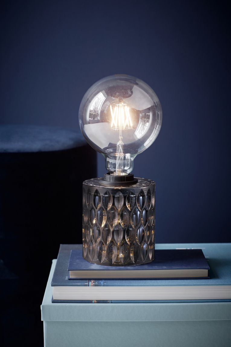 Hollywood Tischlampe Leselampe Ø 10 cm Rauchgrau / Schwarz
