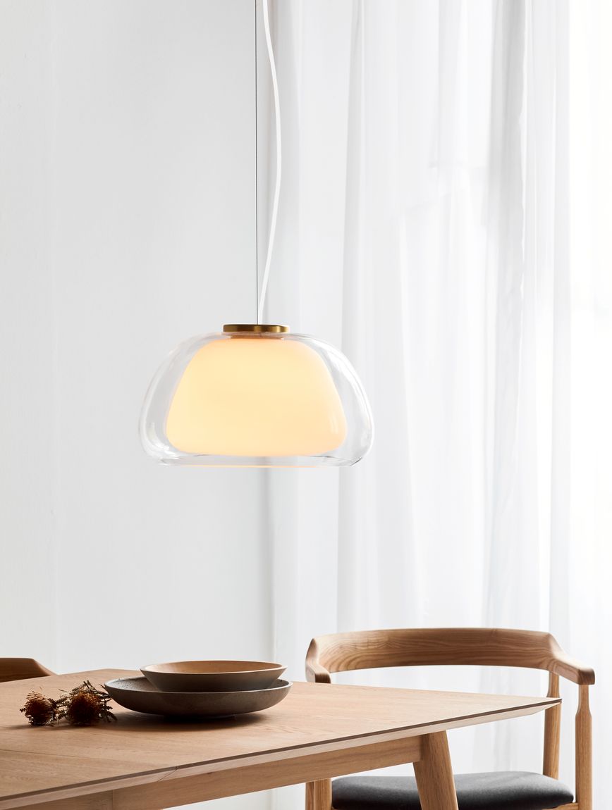 Jelly Pendellampe Hängelampe Ø 39 cm Weiß/Messing