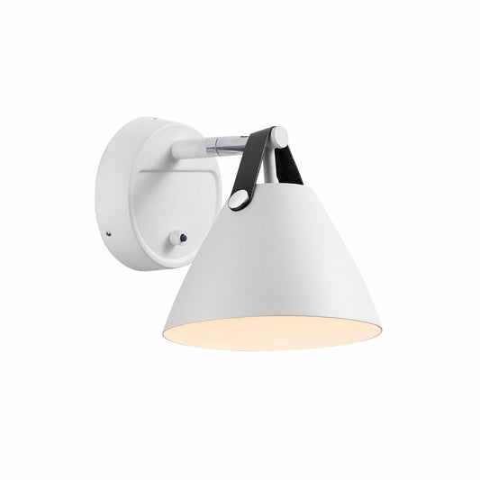 Strap Wandlampe Leselampe Ø 16,5 cm Weiß/Leder