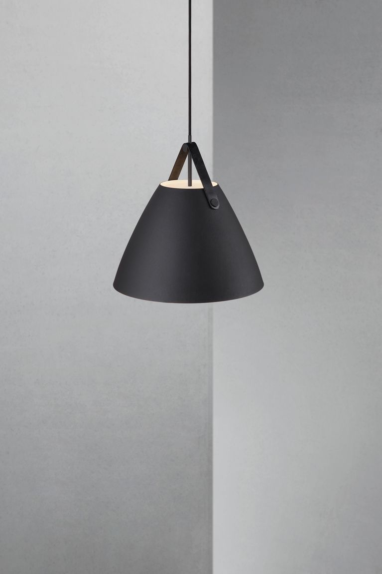 Strap Pendellampe Hängelampe Ø 36 cm Schwarz/Leder