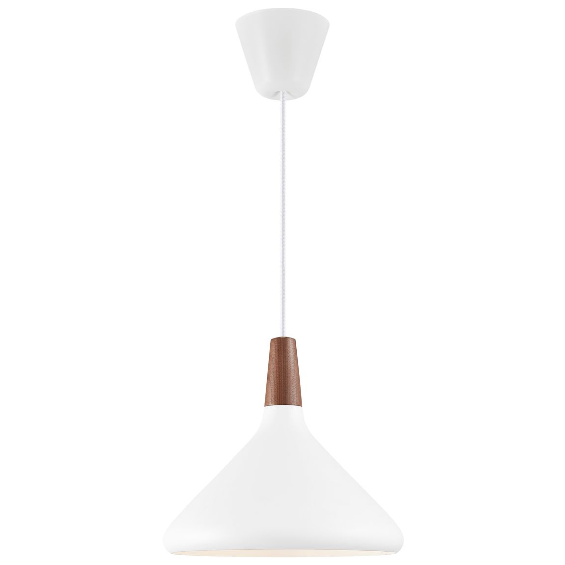 Nori Hängelampe Pendellampe Ø 27 cm Weiß Matt / Nussbaum