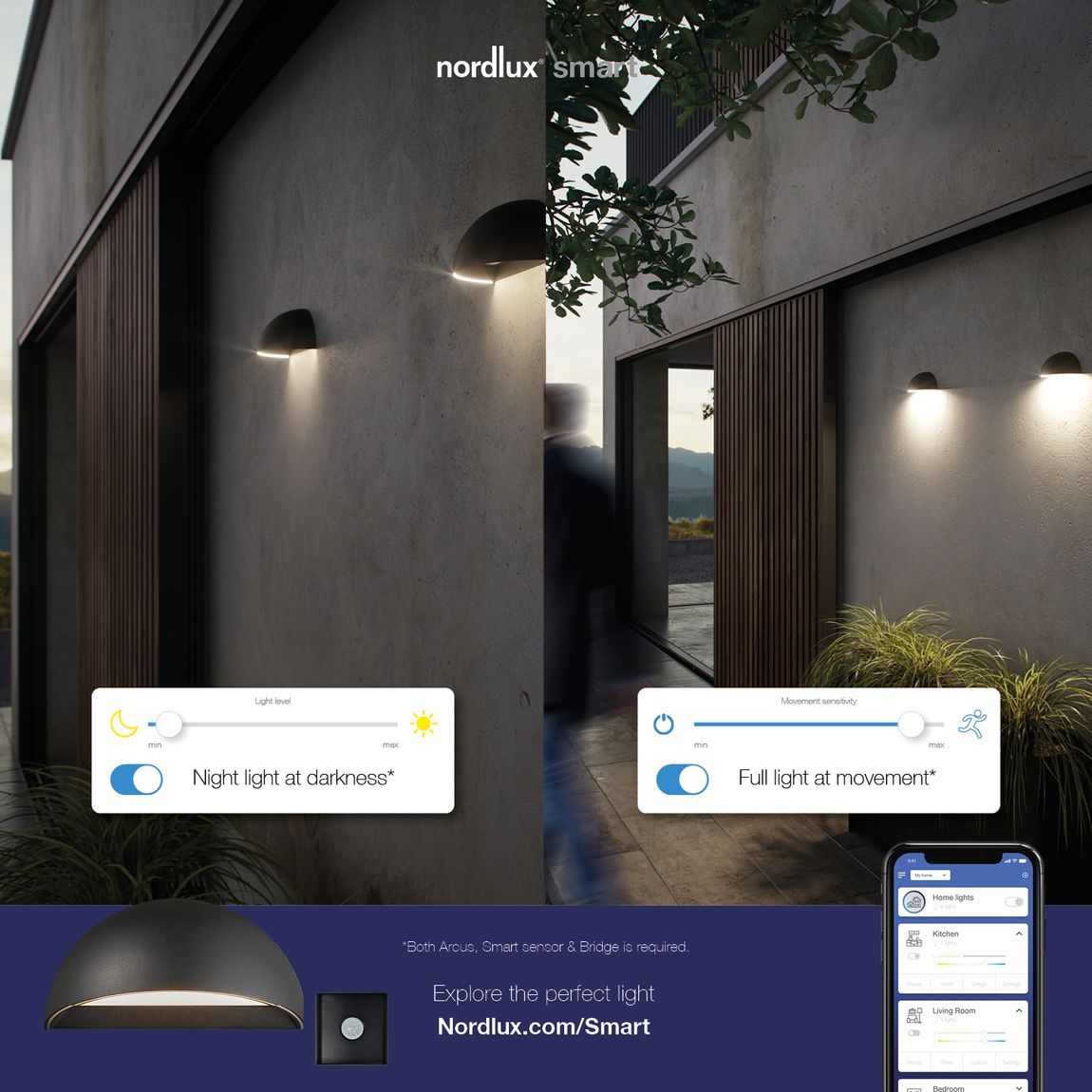 Arcus Smart Wandlampe LED Grau