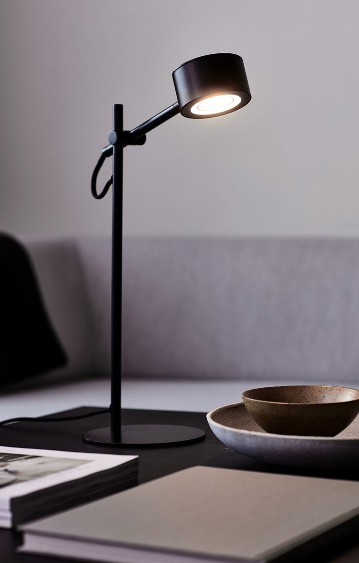Clyde Tischlampe Leselampe Ø 8,5 cm mit Moodmaker Dimmer Schwarz