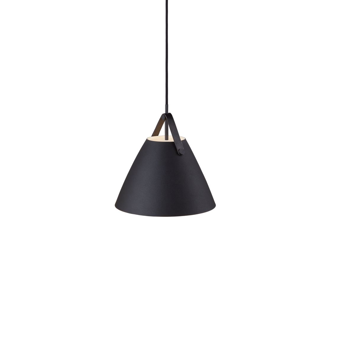 Strap Pendellampe Hängelampe Ø 27 cm Schwarz/Leder