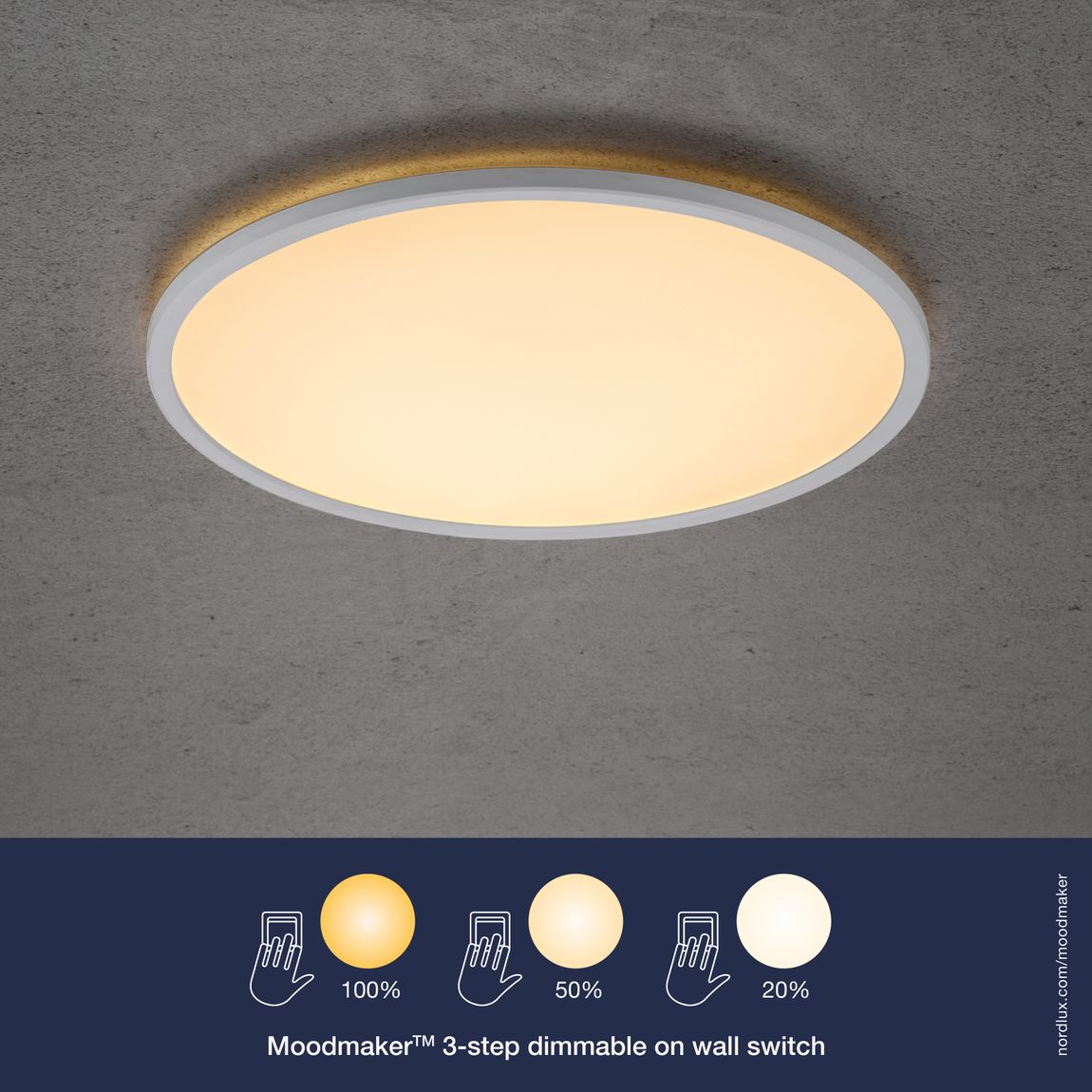 Oja Deckenlampe Ø 42,4 cm mit Moodmaker Dimmer Weiß