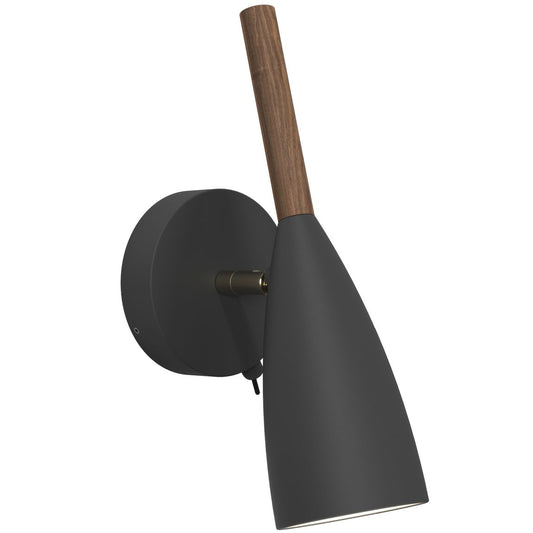Pure Wandlampe Leselampe Ø 7,5 cm Schwarz/Nussbaum