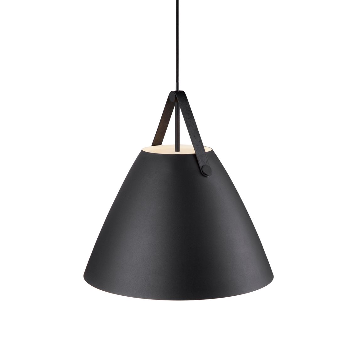 Strap Pendellampe Hängelampe Ø 48 cm Schwarz/Leder