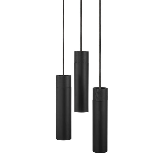 Tilo 3er Set Hängelampe Esche/Metall Schwarz