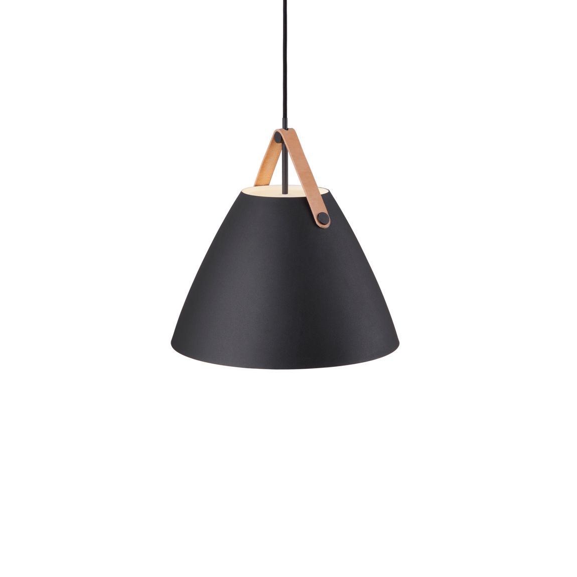 Strap Pendellampe Hängelampe Ø 36 cm Schwarz/Leder