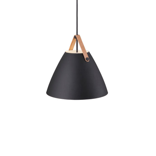 Strap Pendellampe Hängelampe Ø 36 cm Schwarz/Leder