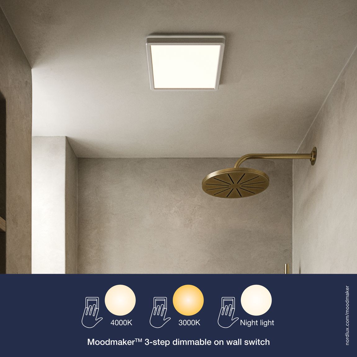 Oja Deckenlampe 29,4 x 29,4 cm Eckig mit Moodmaker Dimmer Weiß