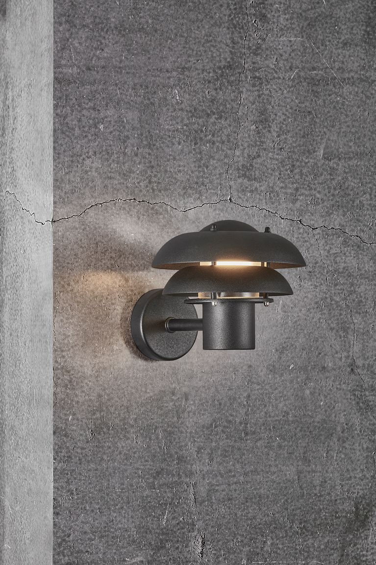 Kurnos Wandlampe Ø 20 cm Outdoor Schwarz