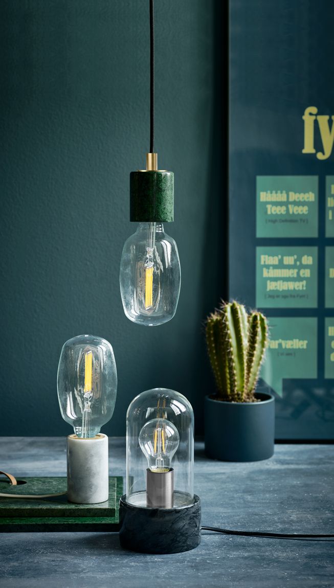 Siv Tischlampe Designerlampe Ø 6 cm Weiß Marmor