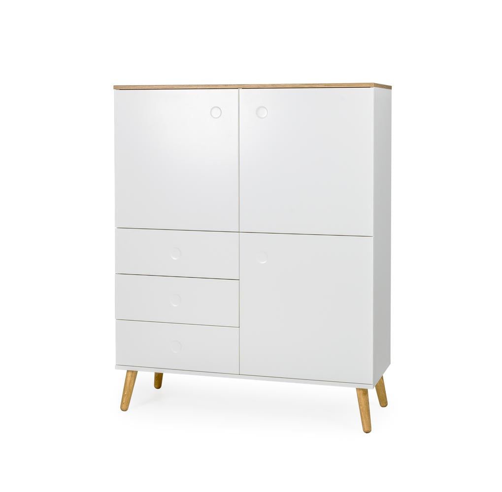 Tenzo Dot Highboard Weiß / Eiche