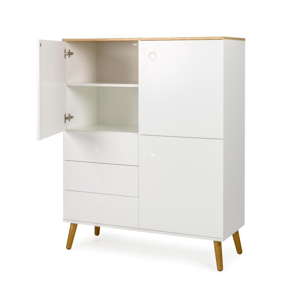 Tenzo Dot Highboard Weiß / Eiche