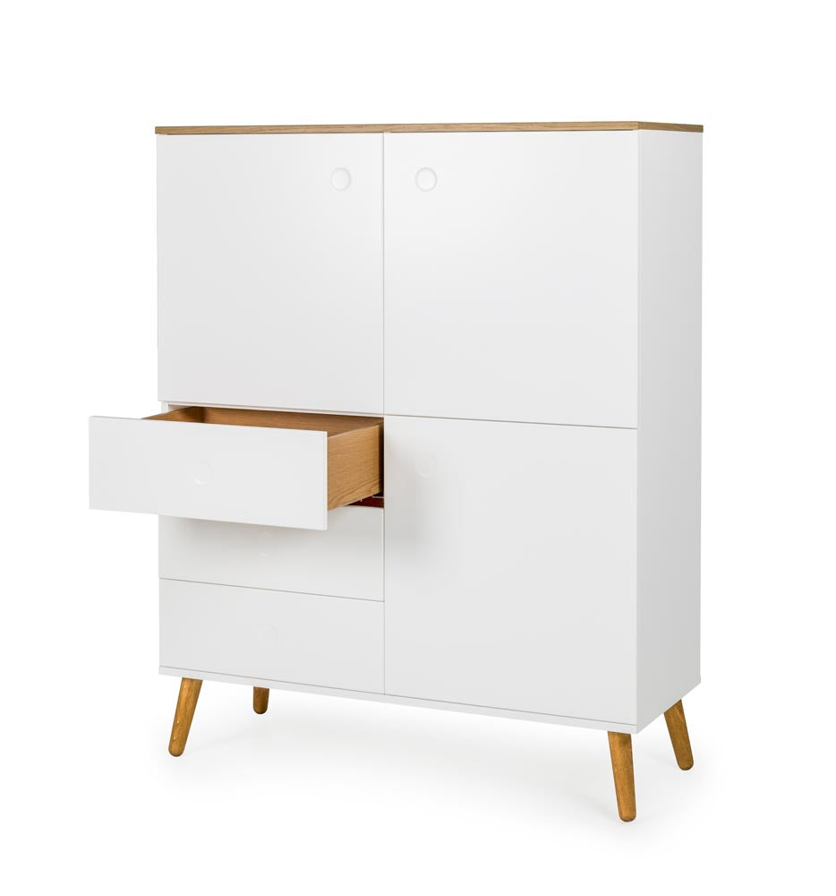 Tenzo Dot Highboard Weiß / Eiche