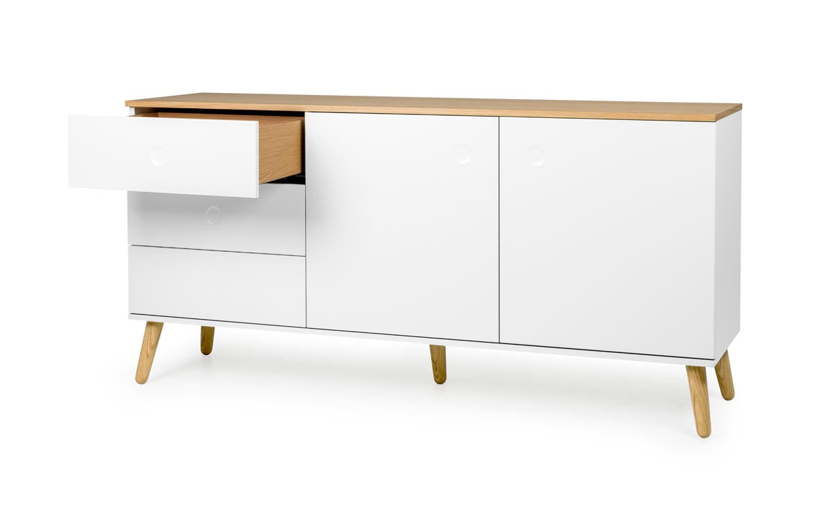 Tenzo Dot Sideboard 162 cm Weiß / Eiche