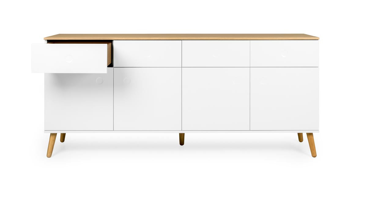 Tenzo Dot Sideboard 192 cm Weiß / Eiche