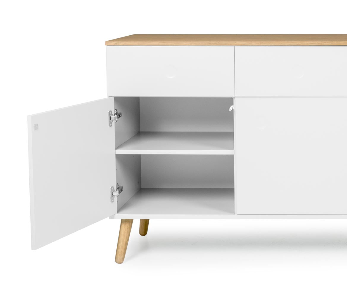 Tenzo Dot Sideboard 192 cm Weiß / Eiche