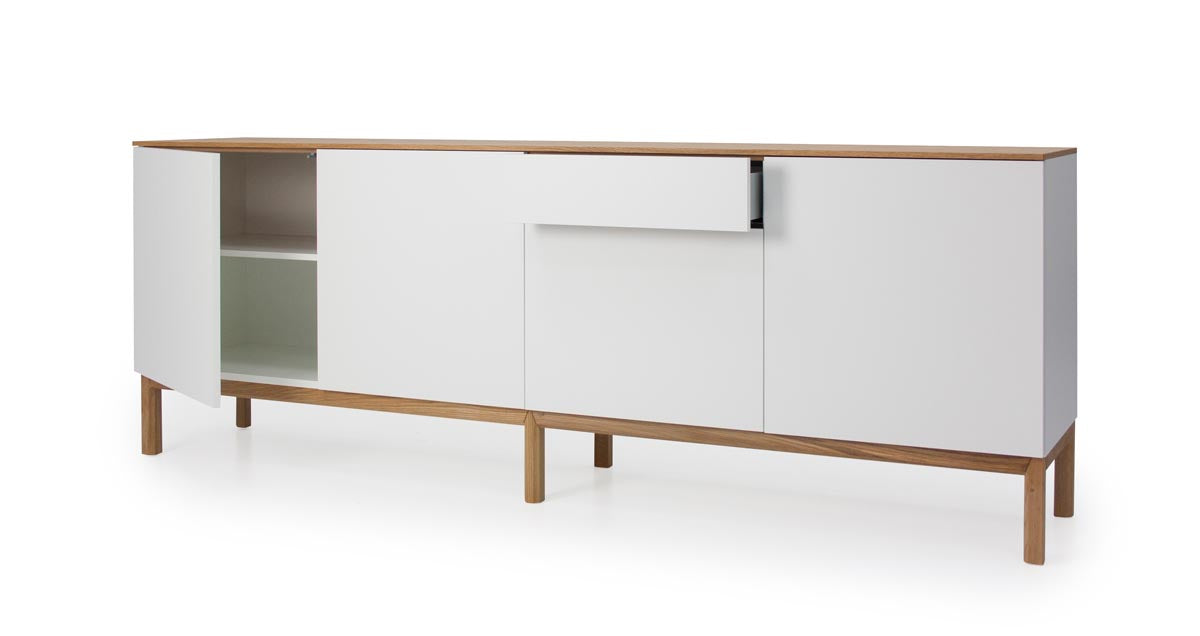 Tenzo Patch Sideboard 239 cm Weiß / Eiche