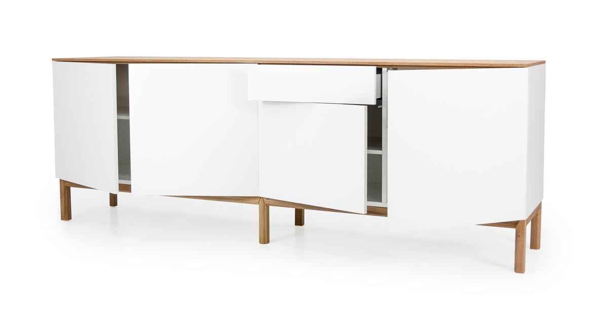 Tenzo Patch Sideboard 239 cm Weiß / Eiche