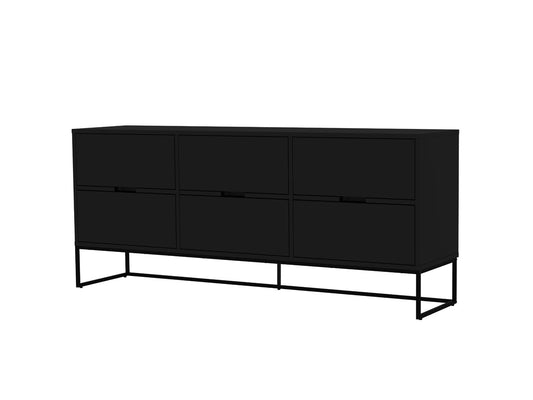 Tenzo Lipp Sideboard mit 6 Schubladen Schwarz matt