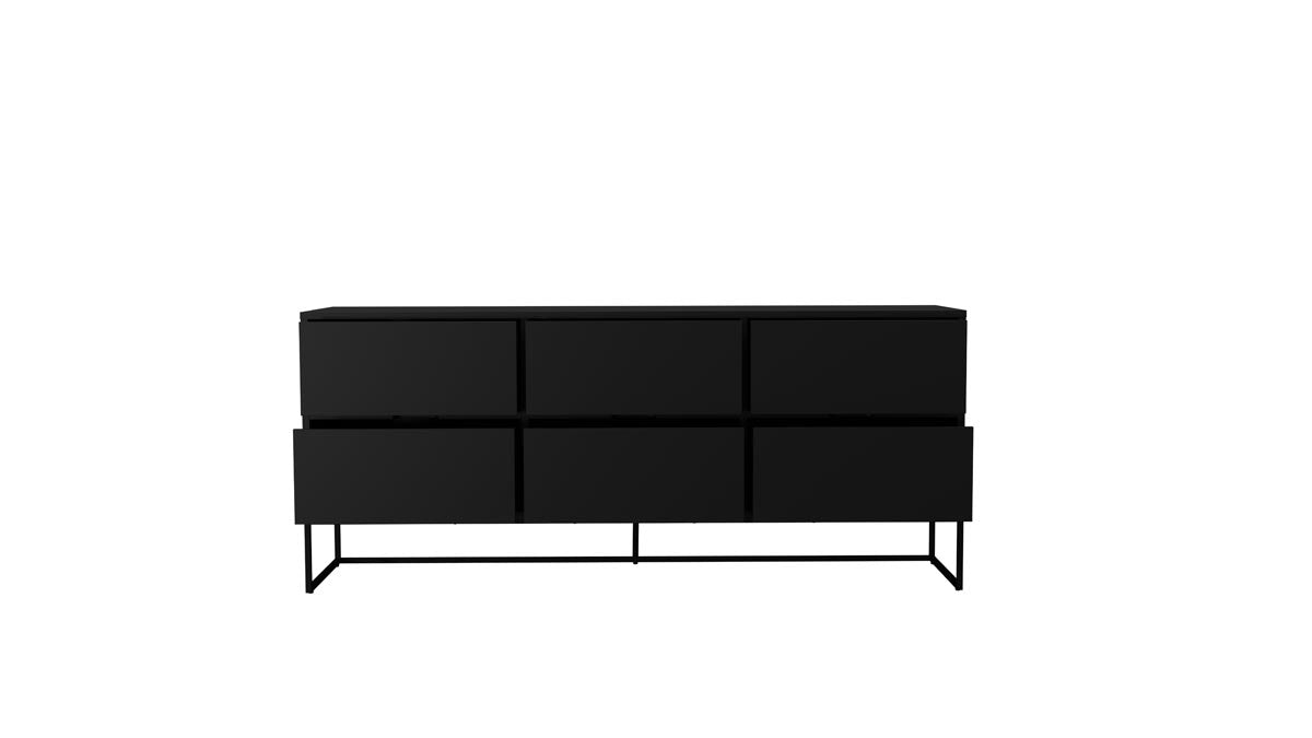 Tenzo Lipp Sideboard mit 6 Schubladen Schwarz matt