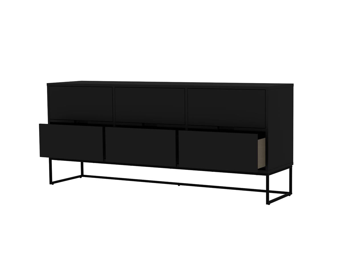 Tenzo Lipp Sideboard mit 6 Schubladen Schwarz matt